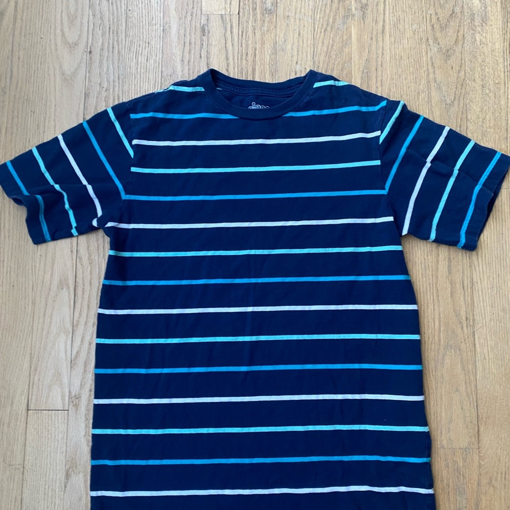 Circo Navy Blue Tee with Light Blue & White Stripes